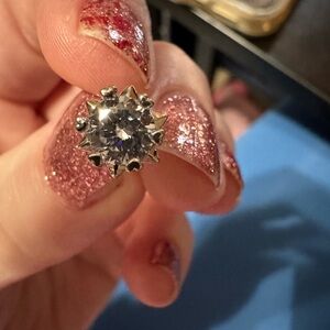 Silver Starburst Stud Earrings and 2 adjustable rings